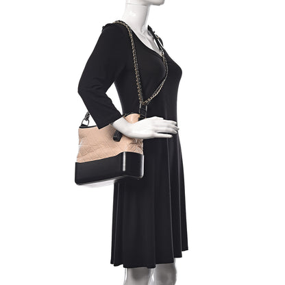 Chanel Aged Calfskin Quilted Medium Gabrielle Hobo Beige Black 3 of 13