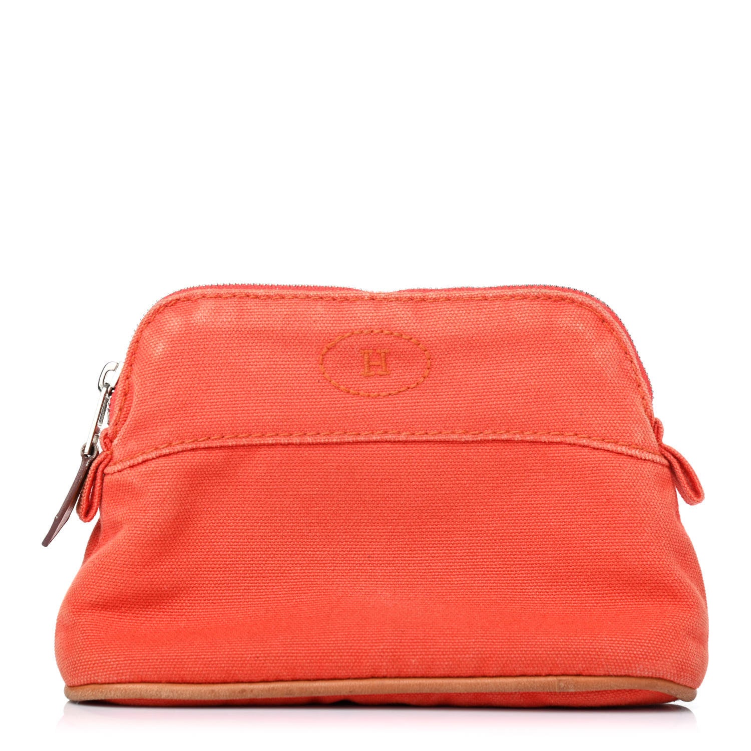 Hermes Cotton Canvas Mini Bolide Travel Cosmetic Pouch Orange 1 of 4