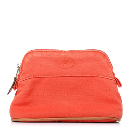 Hermes Cotton Canvas Mini Bolide Travel Cosmetic Pouch Orange 1 of 4
