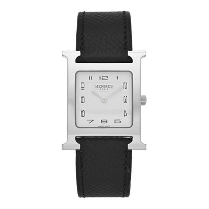 Hermes Stainless Steel Epsom 26mm Heure H Hour Quartz Watch Noir 1 of 5