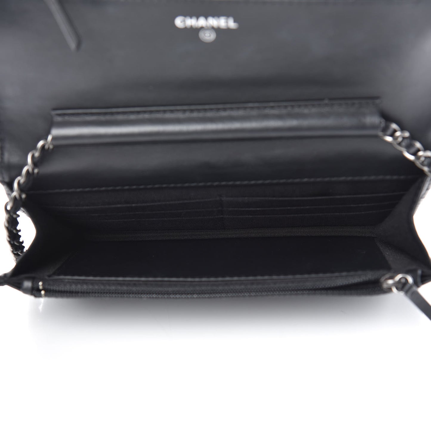 Calfskin Quilted Boy Wallet On Chain WOC Black