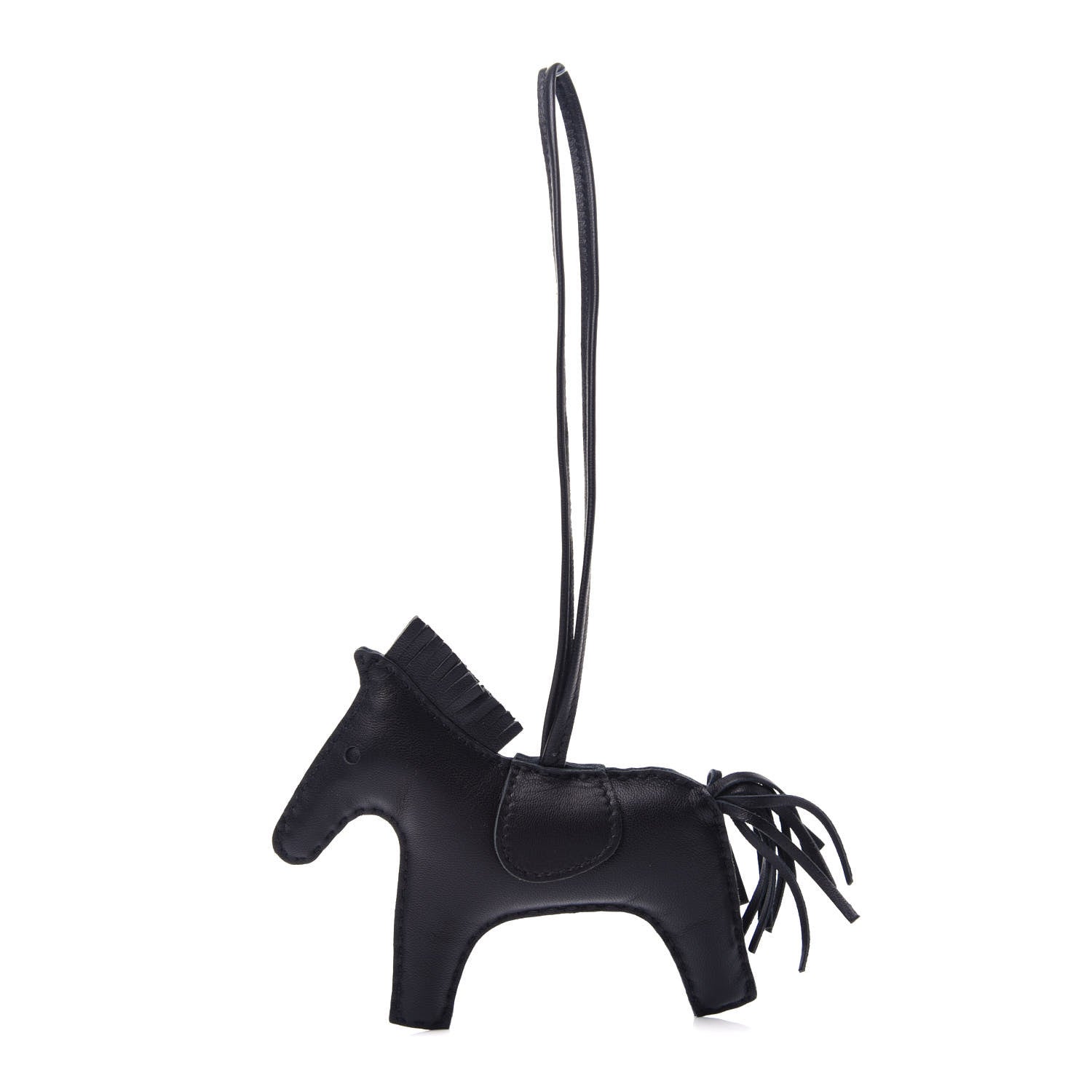 Hermes Milo Lambskin Grigri Rodeo Horse Bag Charm MM So Black 1 of 5