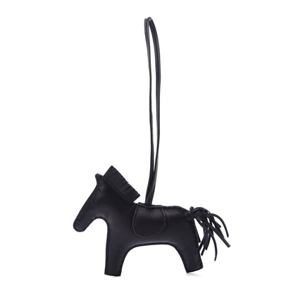 Hermes Milo Lambskin Grigri Rodeo Horse Bag Charm MM So Black 1 of 5