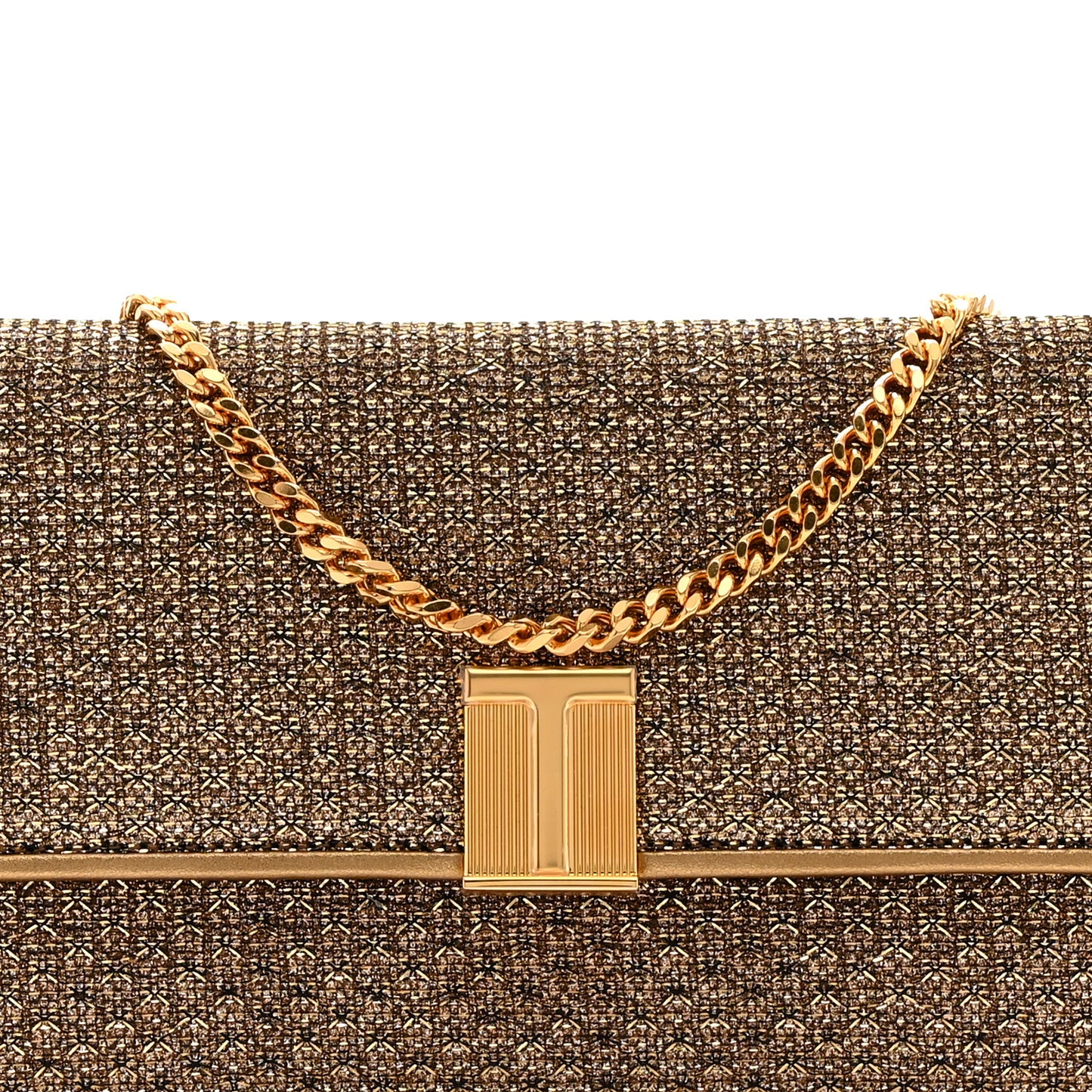 Metallic Textured Fabric Nobile Clutch Dark Gold