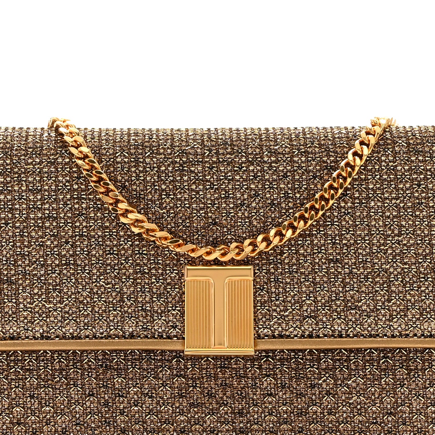Tom Ford Metallic Textured Fabric Nobile Clutch Dark Gold 8 of 10