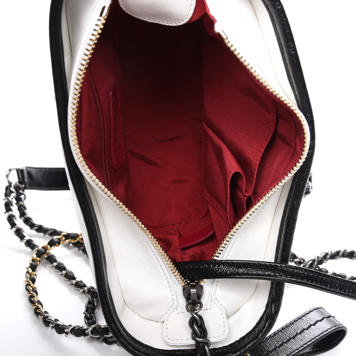 Aged Calfskin Quilted Small Gabrielle Hobo Black White