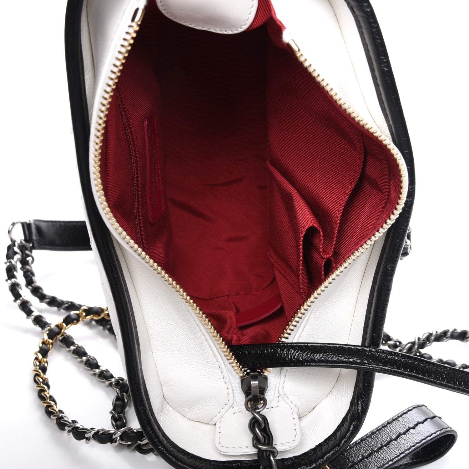 Chanel Aged Calfskin Quilted Small Gabrielle Hobo Black White 5 of 7
