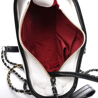 Chanel Aged Calfskin Quilted Small Gabrielle Hobo Black White 5 of 7