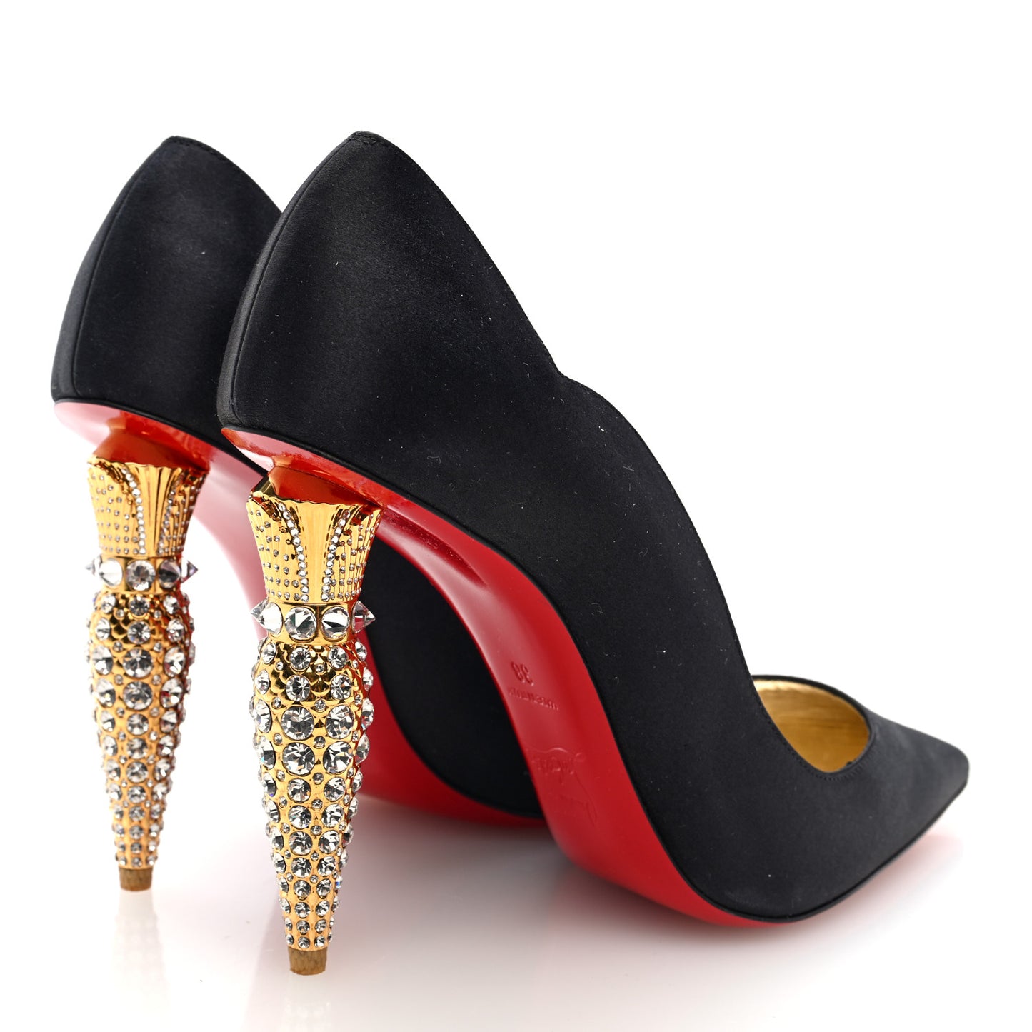 Crepe Satin Crystal LipStrass 100 Pumps 38 Black