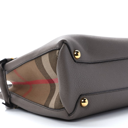 Burberry Derby Calfskin House Check Small Banner Tote Thistle Grey 8 of 10