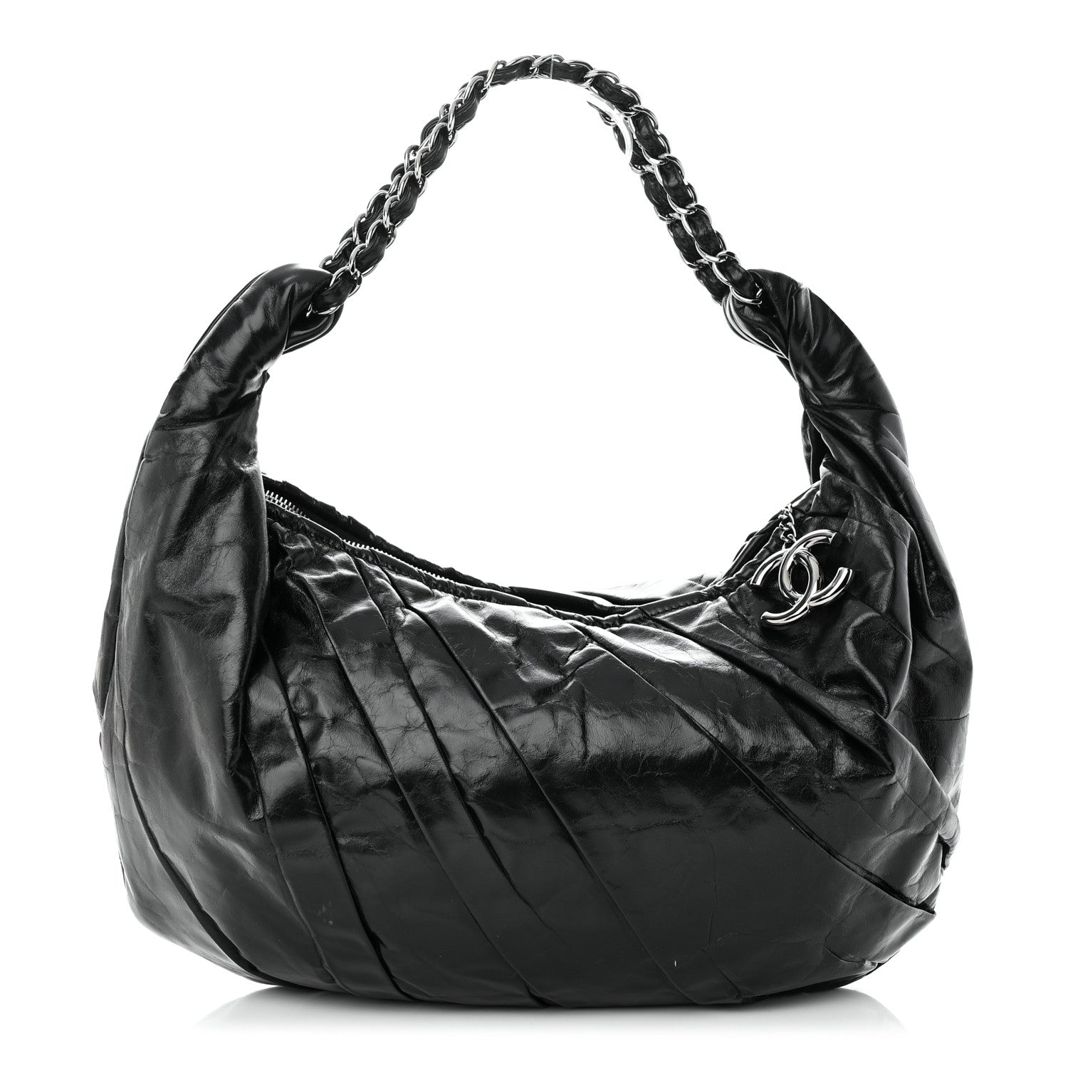 Chanel Glazed Calfskin Twisted Hobo Black 1 of 11