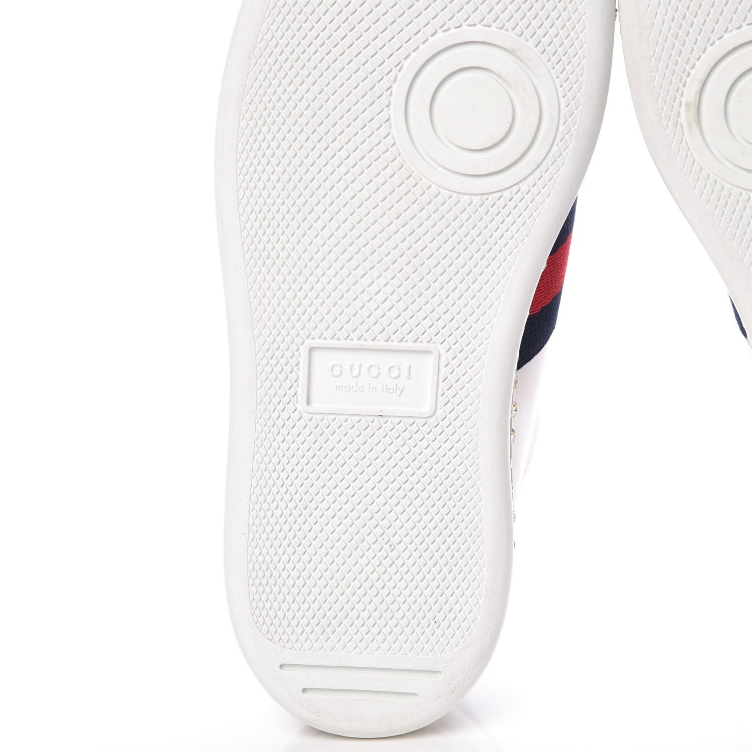 Gucci Calfskin Crystal Web Bee Embroidered Womens Ace Platform Sneakers 37 White 8 of 11