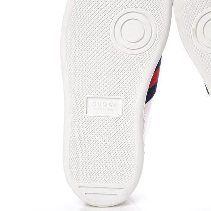 Gucci Calfskin Crystal Web Bee Embroidered Womens Ace Platform Sneakers 37 White 8 of 11