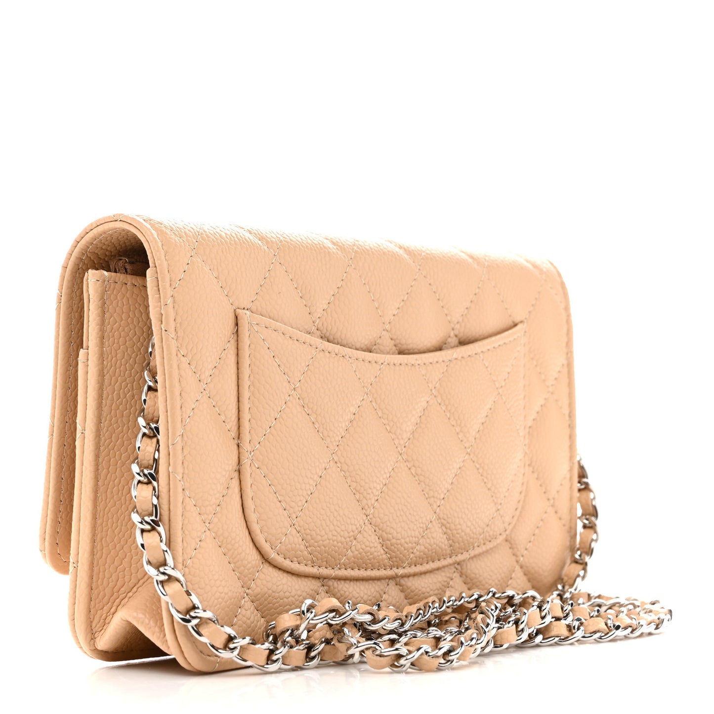Caviar Quilted Wallet On Chain WOC Beige