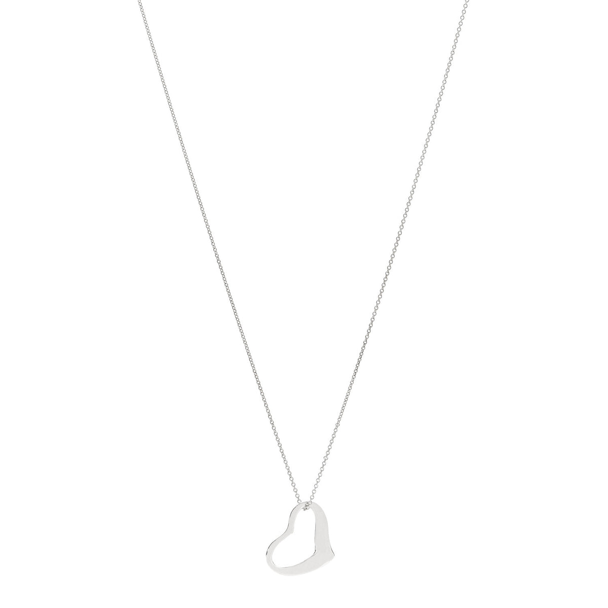 Tiffany Sterling Silver 22mm Elsa Peretti Open Heart Pendant Necklace 1 of 7