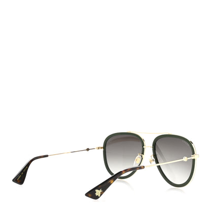 Gucci Metal Web Aviator Sunglasses GG0062S Green Red 4 of 8