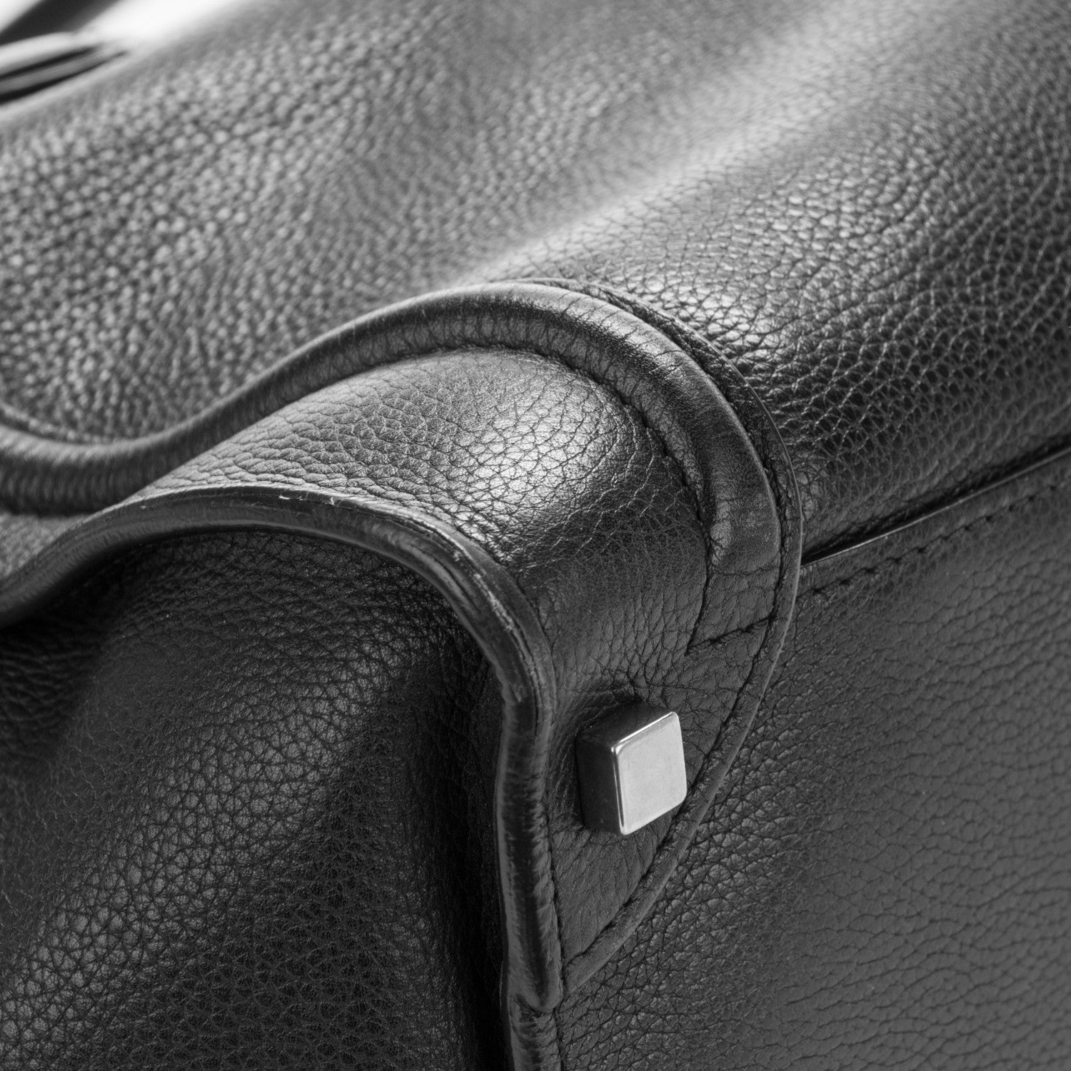 Celine Drummed Calfskin Shoulder Luggage Black 10 of 14