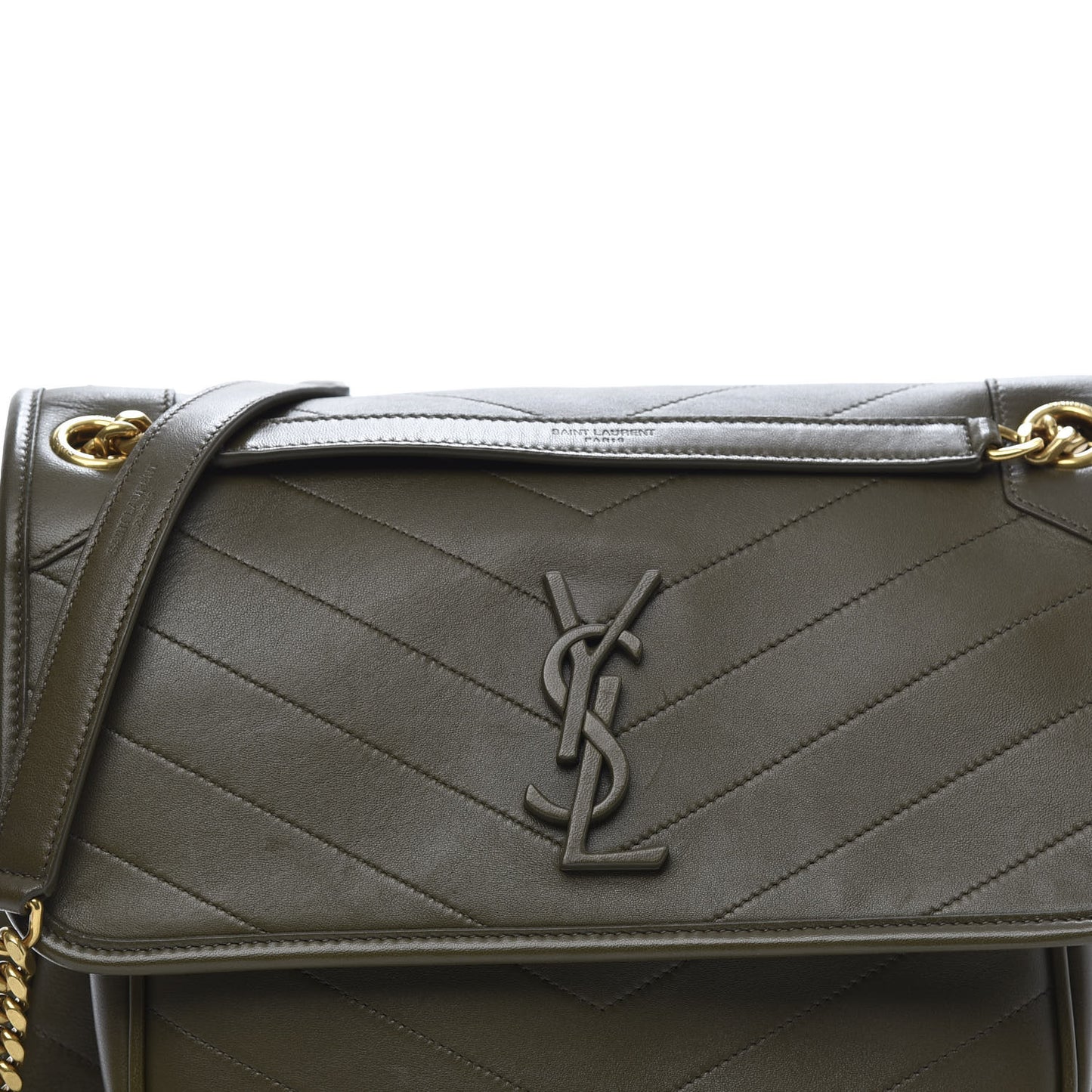 Calfskin Matelasse Monogram Medium Niki Chain Satchel Olive