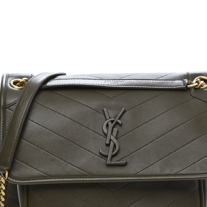 Saint Laurent Calfskin Matelasse Monogram Medium Niki Chain Satchel Olive 11 of 12