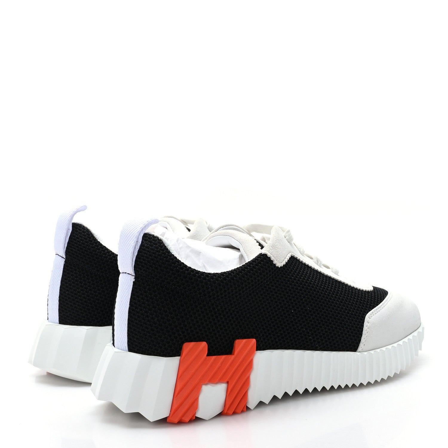Hermes Air Mesh Suede Goatskin Bouncing Sneakers 37 Black Orange 4 of 9