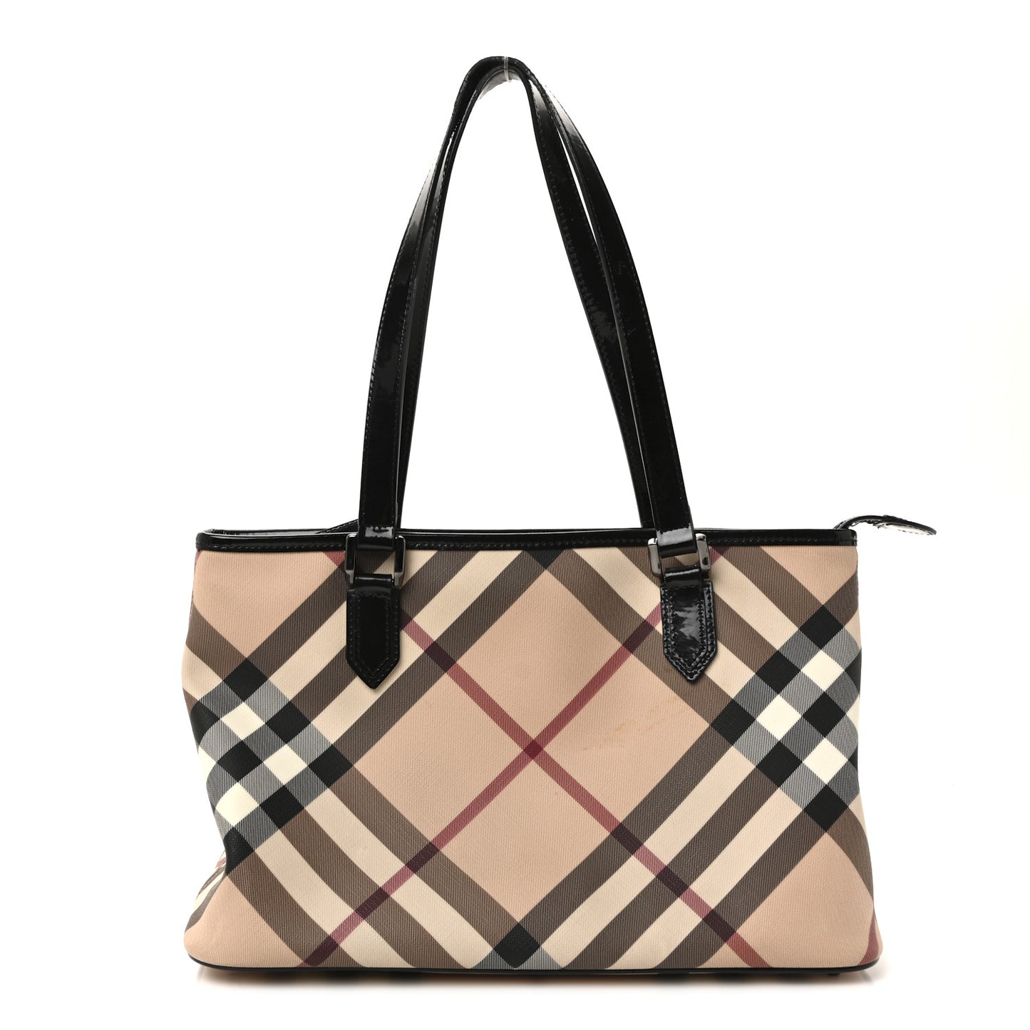 Metallic Calfskin Nova Check Small Nickie Tote Black