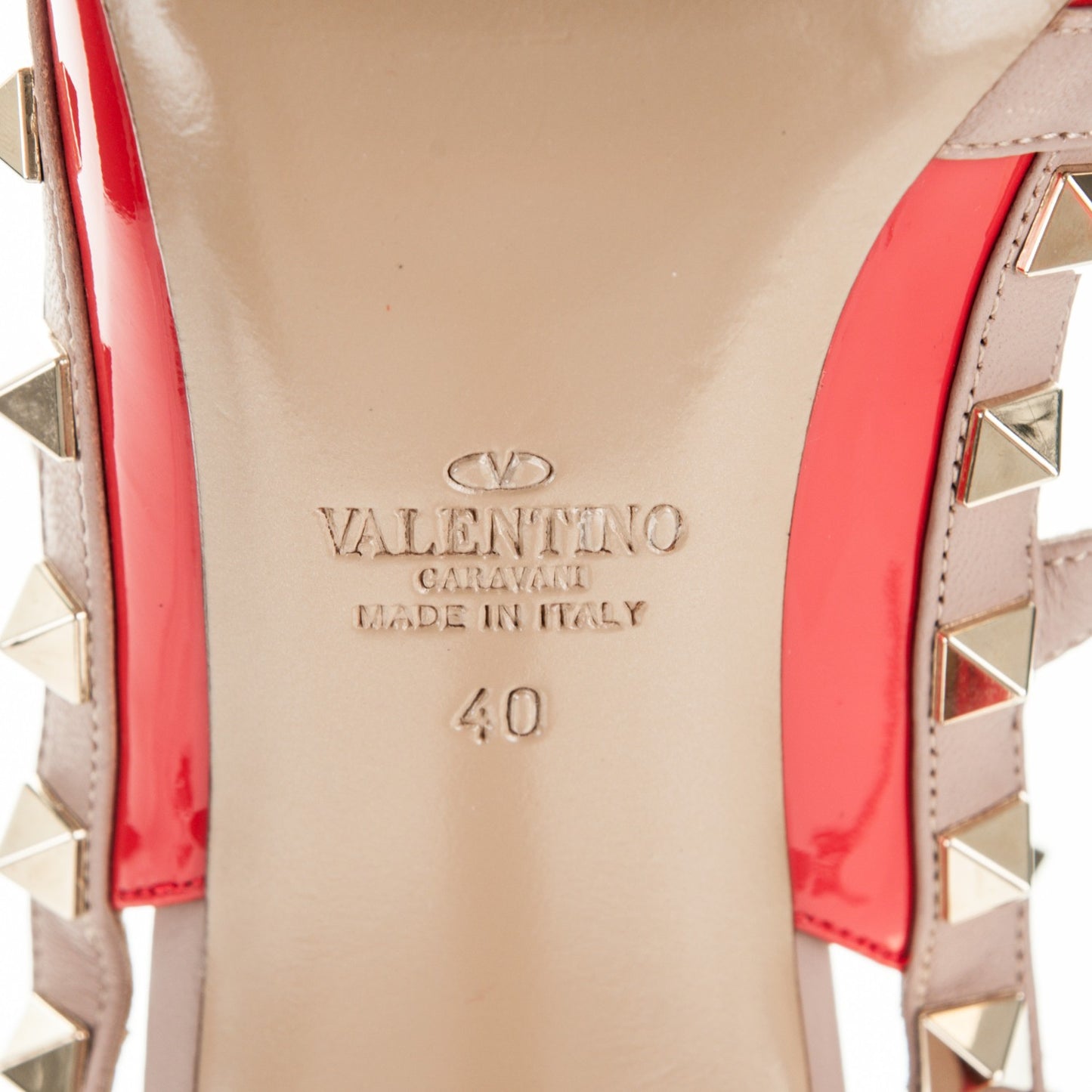 Patent Nappa Rockstud Ankle Strap 100mm Pumps 36.5 Deep Orange Poudre