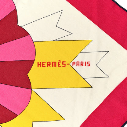 Hermes Cashmere Silk Cheval De Fete Shawl 140 Rose Vif White Multicolor 2 of 6