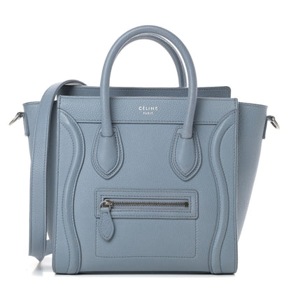 Celine Drummed Calfskin Nano Luggage Blue 1 of 16
