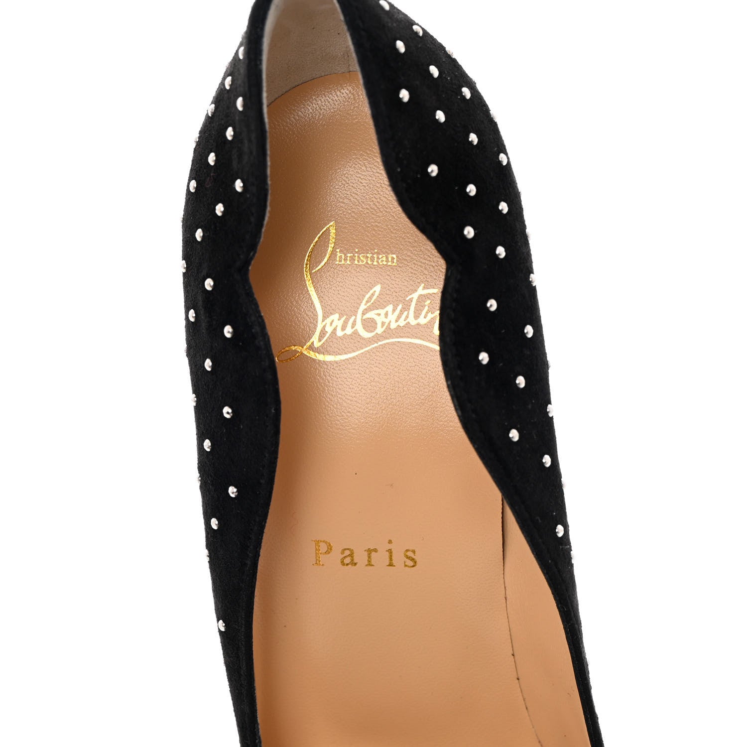 Christian Louboutin Veau Velours Studded Hot Chick 100 Pumps 38 Black Silver 6 of 13