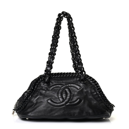 Chanel Calfskin Modern Chain Rhodoid Bowling Bag Black 1 of 4