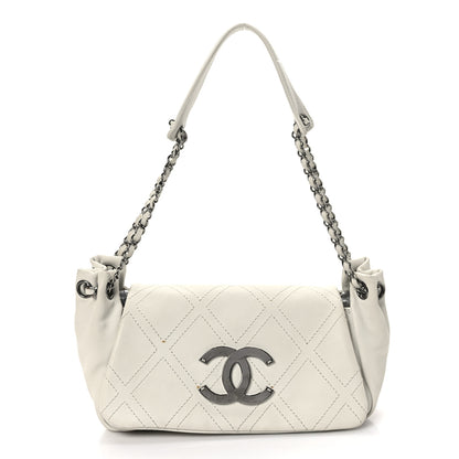 Chanel Calfskin Diamond Stitch Accordion Flap White 1 of 11