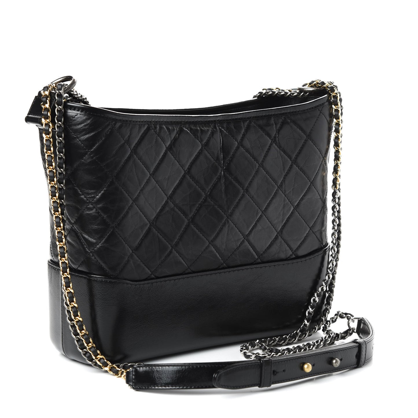 Aged Calfskin Quilted Medium Gabrielle Hobo Black