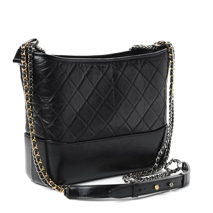 Chanel Aged Calfskin Quilted Medium Gabrielle Hobo Black 3 of 11