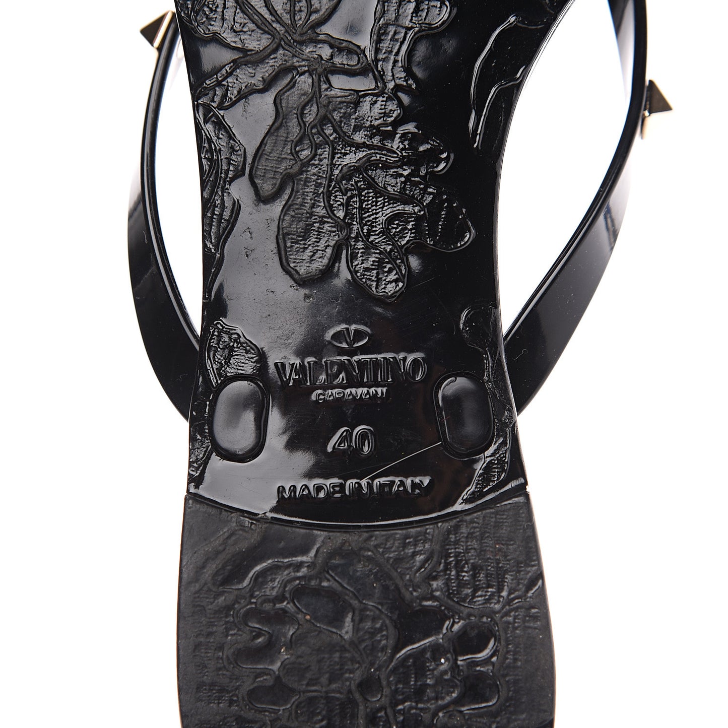 PVC Jelly Rockstud Bow Thong Sandals 40 Black