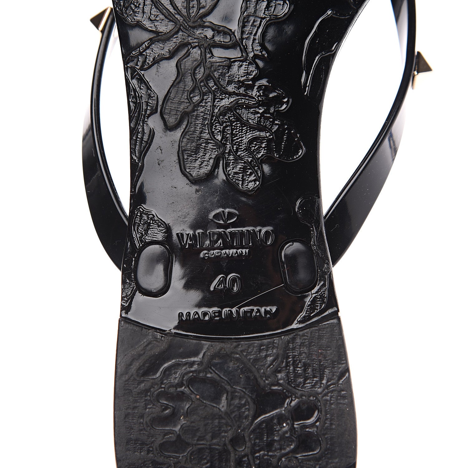 Valentino Garavani PVC Jelly Rockstud Bow Thong Sandals 40 Black 7 of 7
