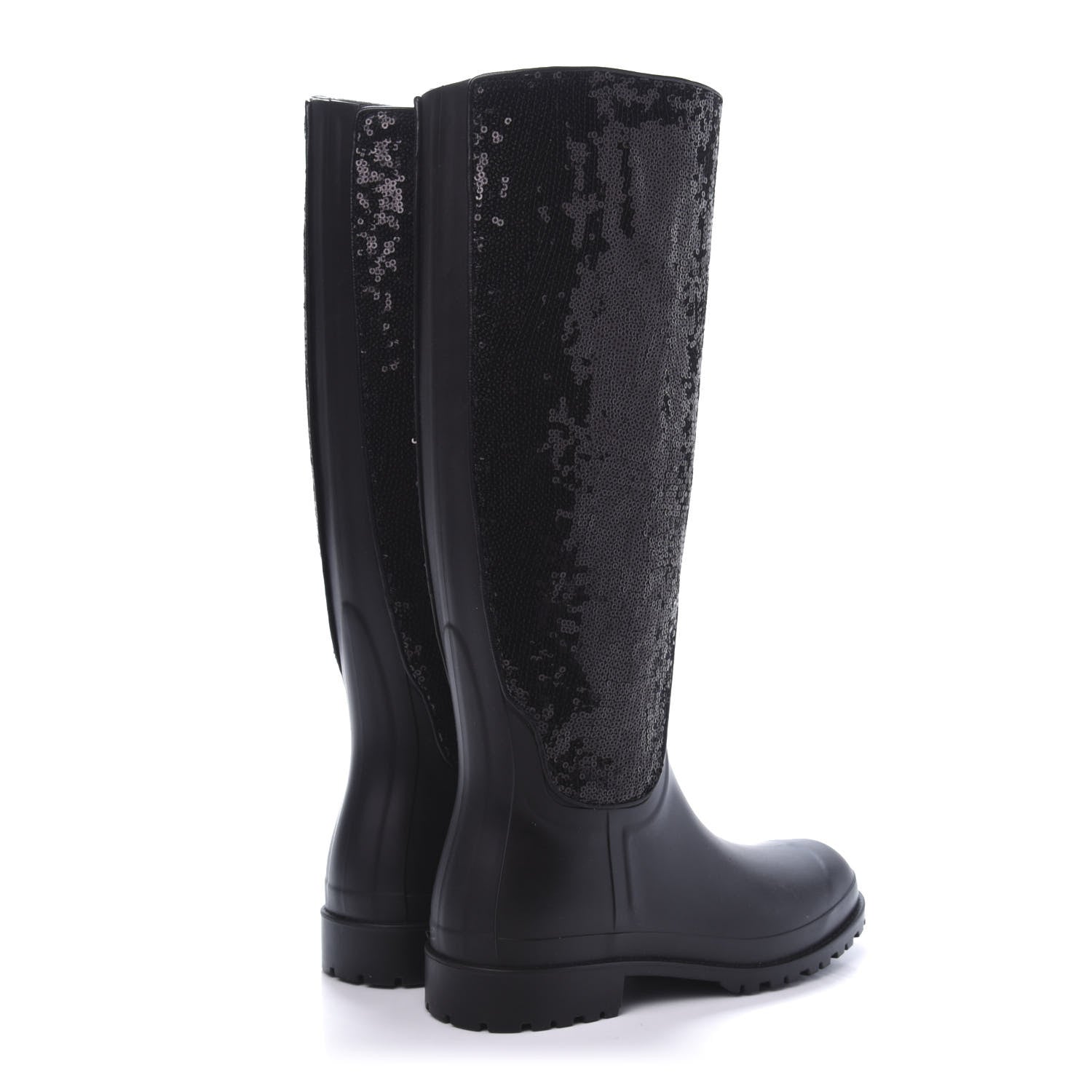 Saint Laurent Rubber Sequin Rain Boots 36 Black 4 of 10