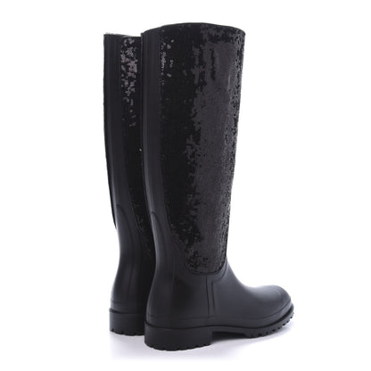 Saint Laurent Rubber Sequin Rain Boots 36 Black 4 of 10