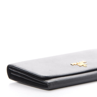 Prada Saffiano Metal Continental Flap Wallet Black 5 of 10
