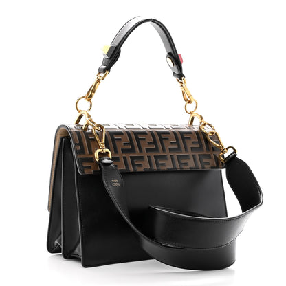 Fendi Vitello Liberty Bi-Color FF 1974 Embossed Kan I Shoulder Bag Black Maya 3 of 10