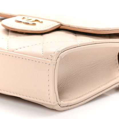 Chanel Lambskin Quilted Bi-Color Top Handle Clutch With Chain Beige Brown 11 of 12