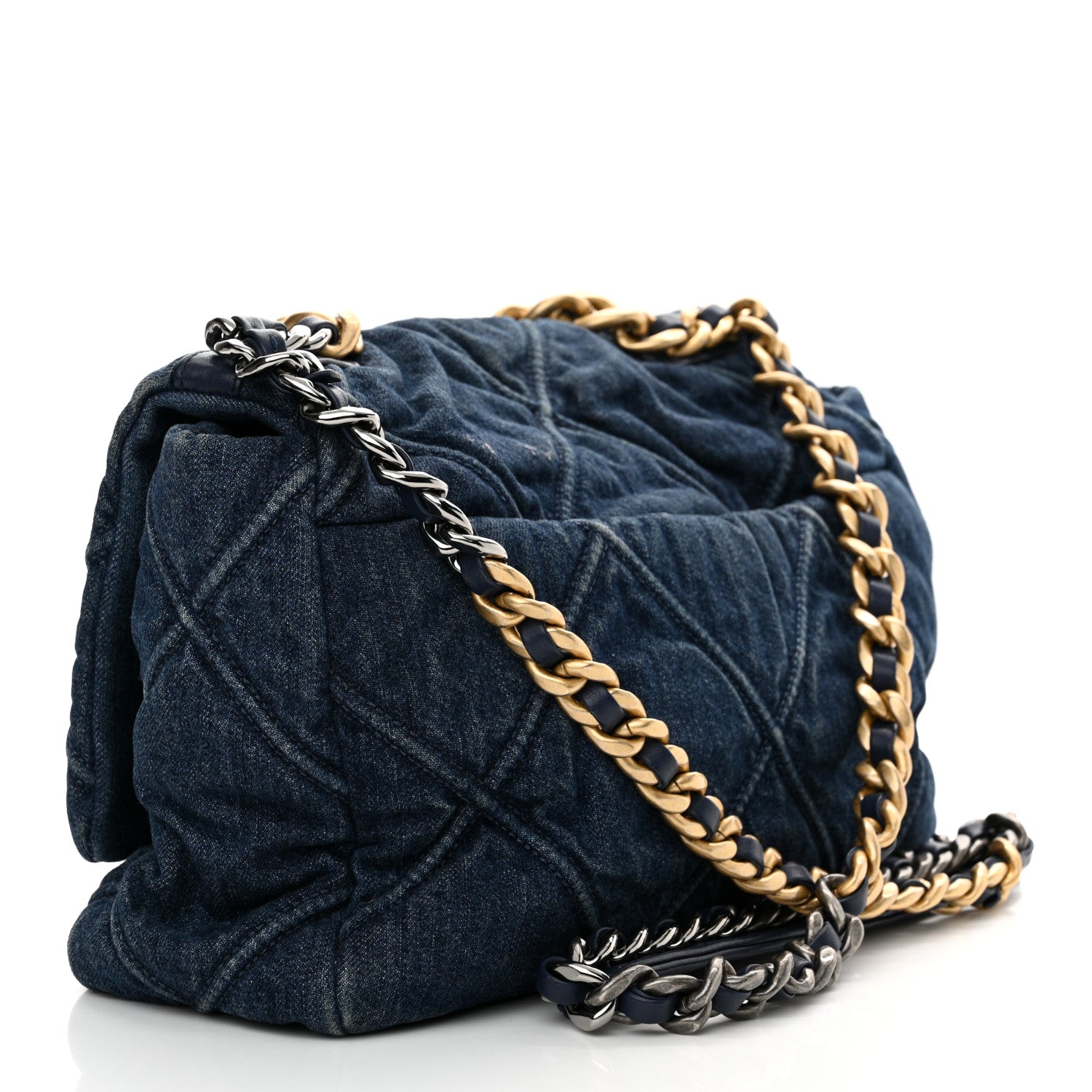 Chanel Denim Quilted Large Chanel 19 Flap Blue 3 of 10