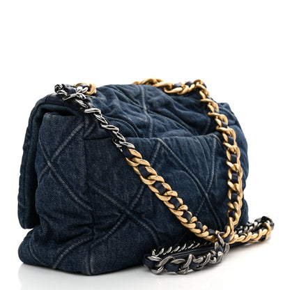 Chanel Denim Quilted Large Chanel 19 Flap Blue 3 of 10