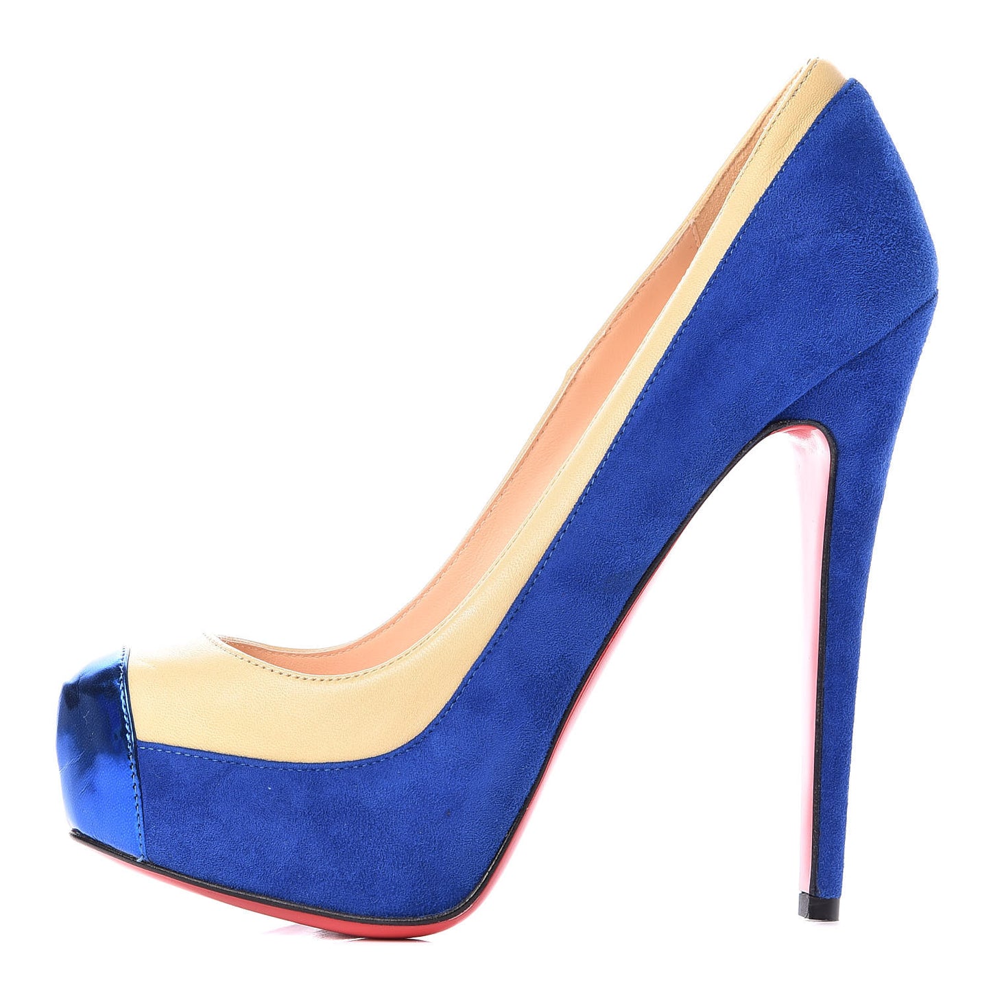Suede Nappa Mirror Mago 160 Pumps 36.5 Blue