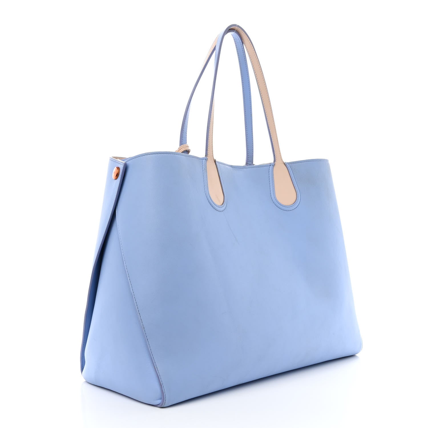 Christian Dior Calfskin Large Addict Shopping Tote Light Blue Beige 3 of 12