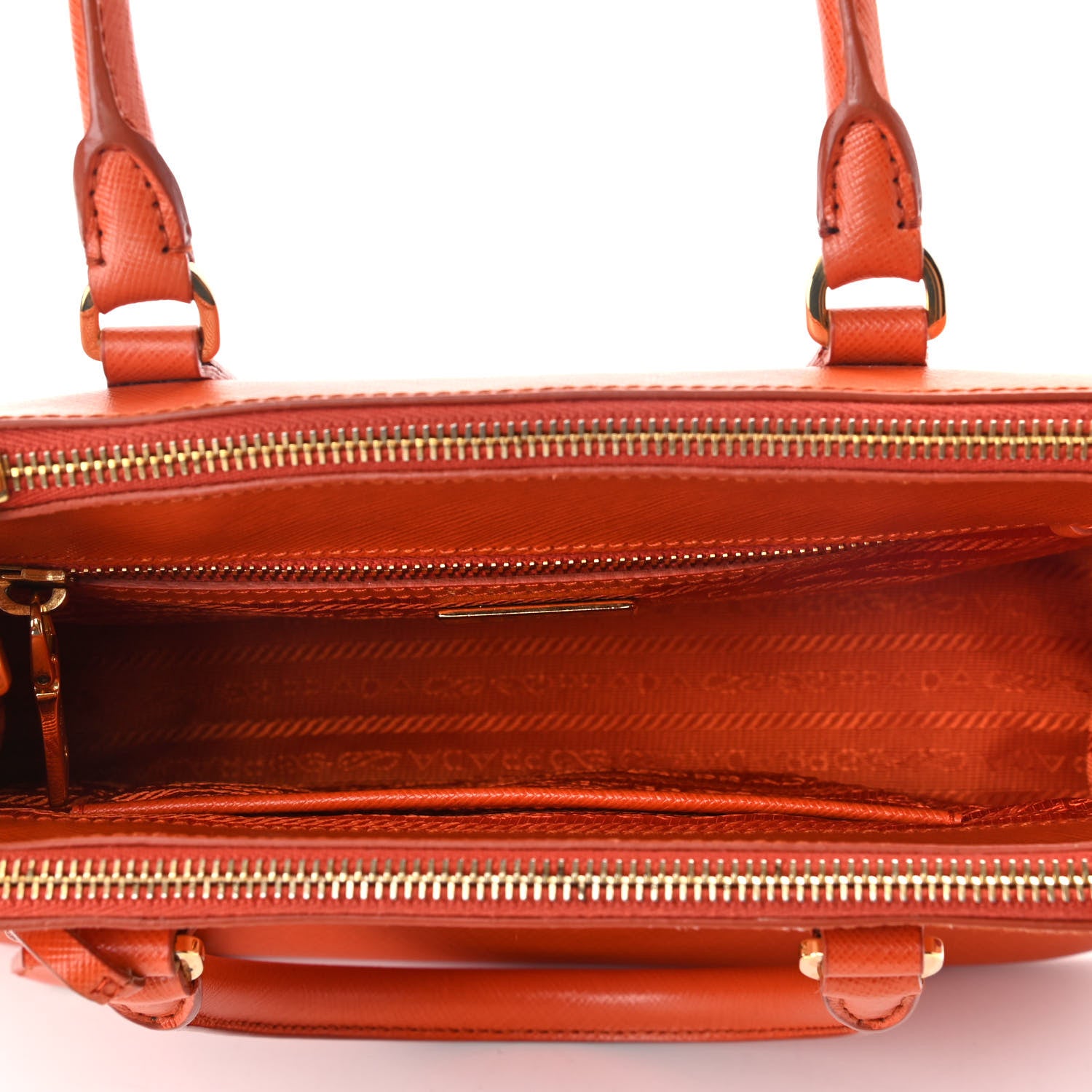 Prada Saffiano Mini Galleria Double Zip Tote Papaya 5 of 16