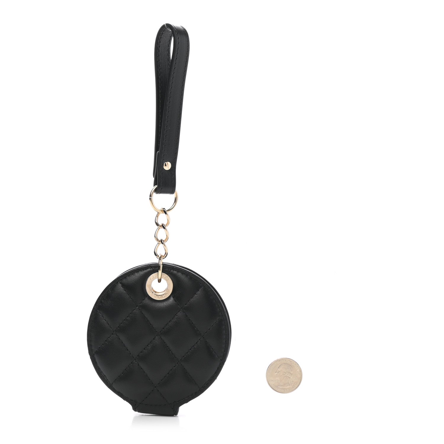 Chanel Lambskin Quilted Round Luggage Tag Black 2 of 6