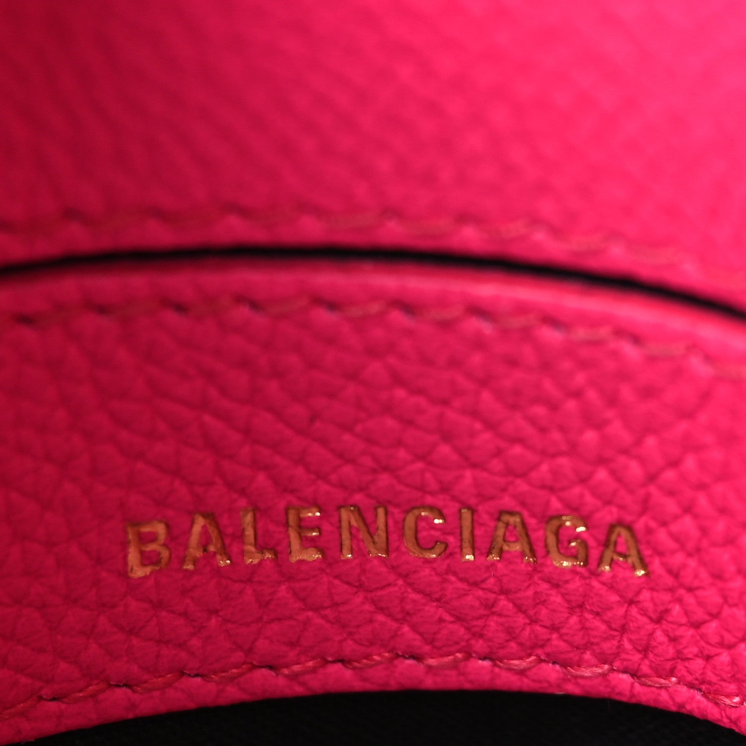 Balenciaga Grained Calfskin Logo XXS Ville Top Handle Bag Acid Fuchsia Black 6 of 9