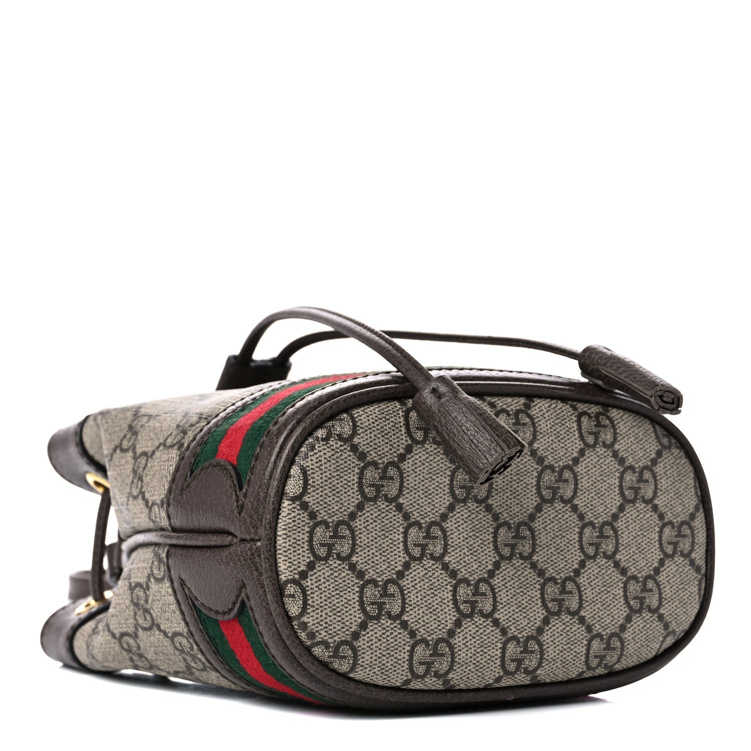 Gucci GG Supreme Monogram Web Mini Ophidia Bucket Bag Brown 4 of 12