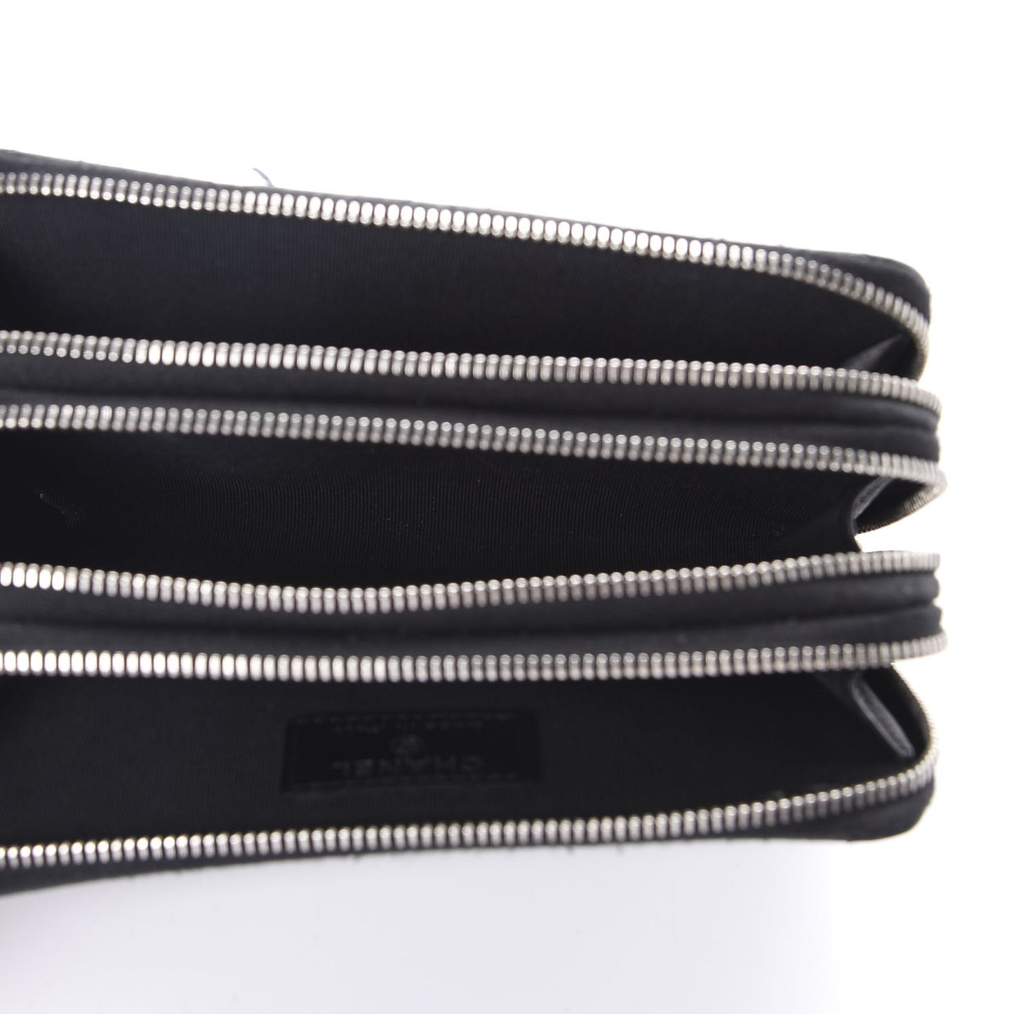 Caviar Quilted Triple Zip Wallet Black