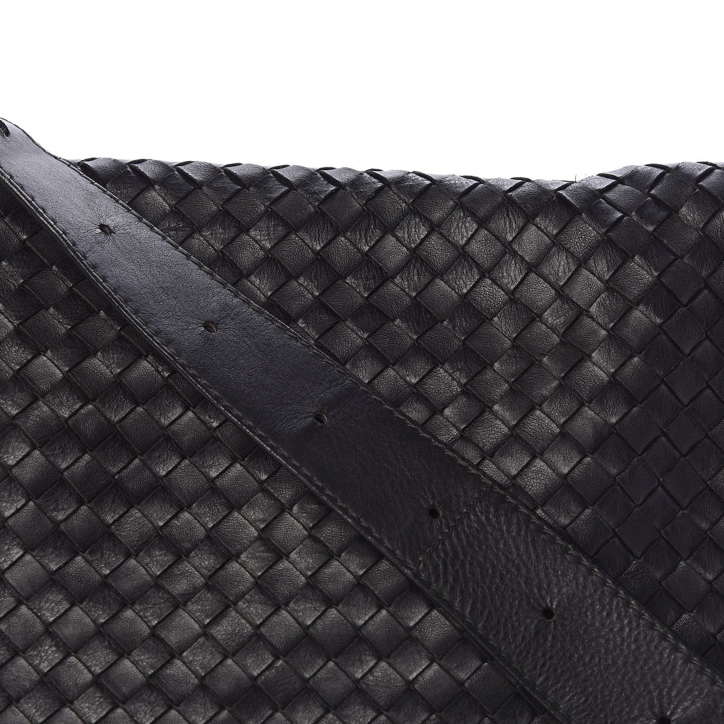 Light Calf Intrecciato Crossbody Messenger Bag Black